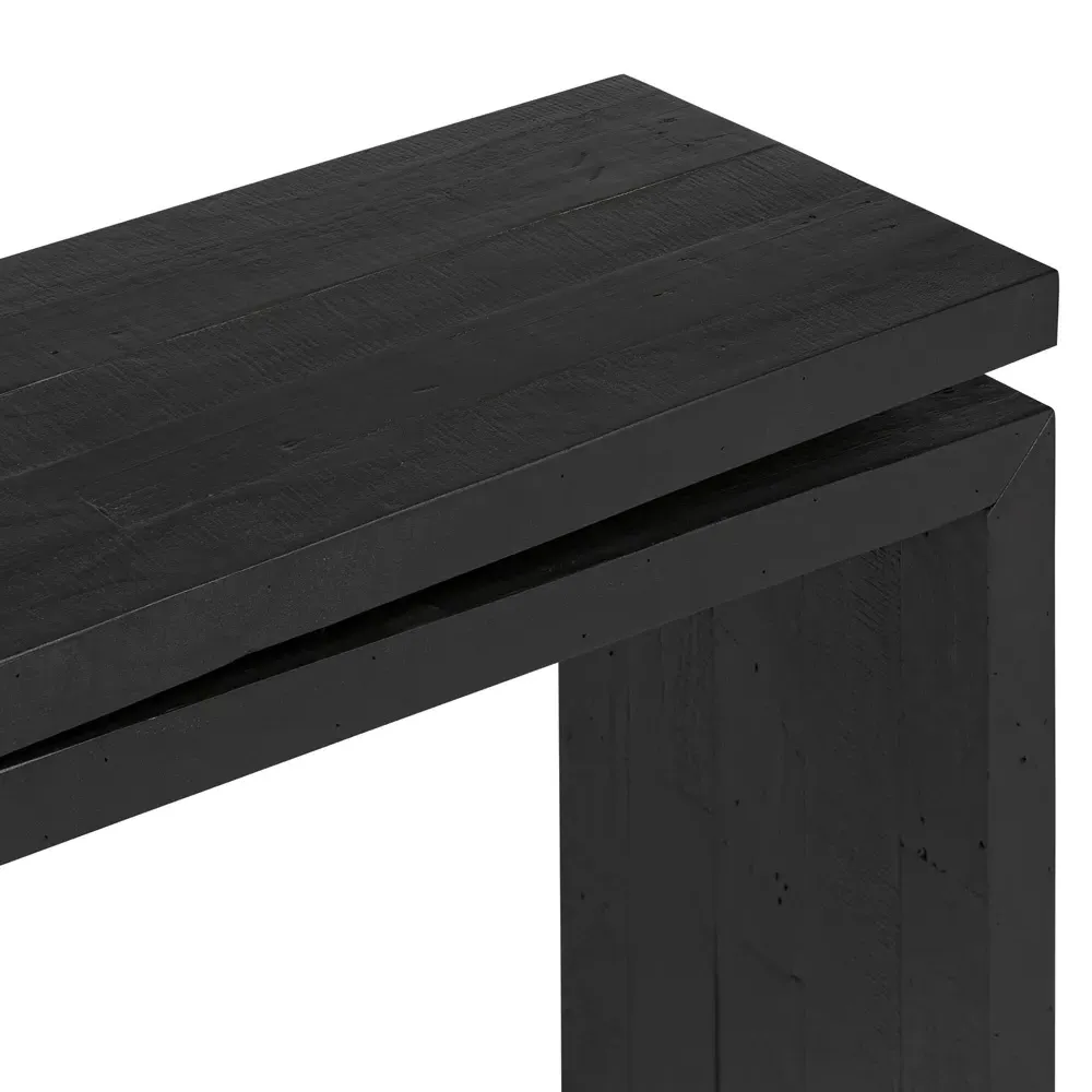 Rayan Small Rectangular Console Table - Black, Reclaimed Pine