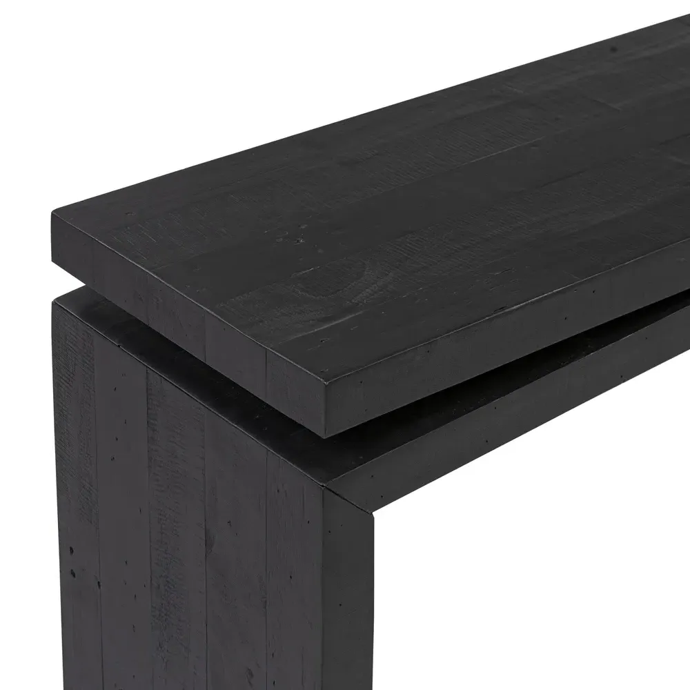 Rayan Small Rectangular Console Table - Black, Reclaimed Pine