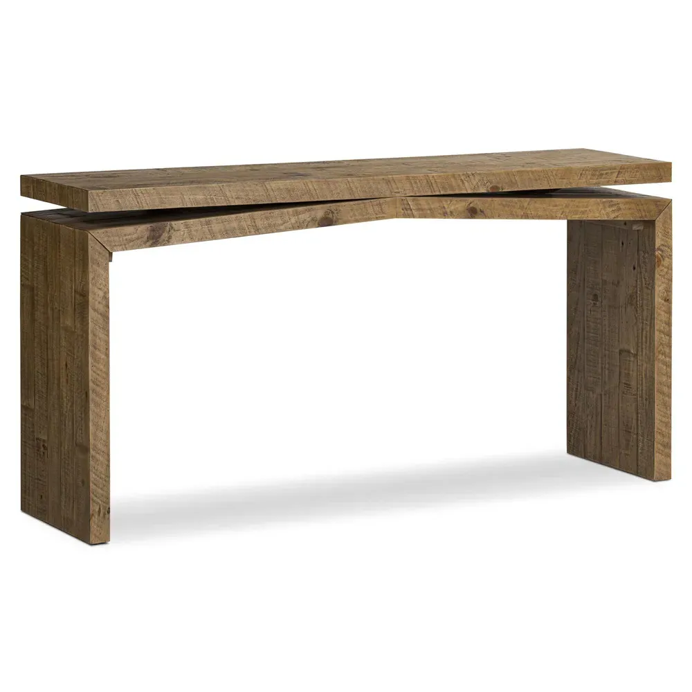 Rayan Small Rectangular Console Table - Brown, Reclaimed Pine