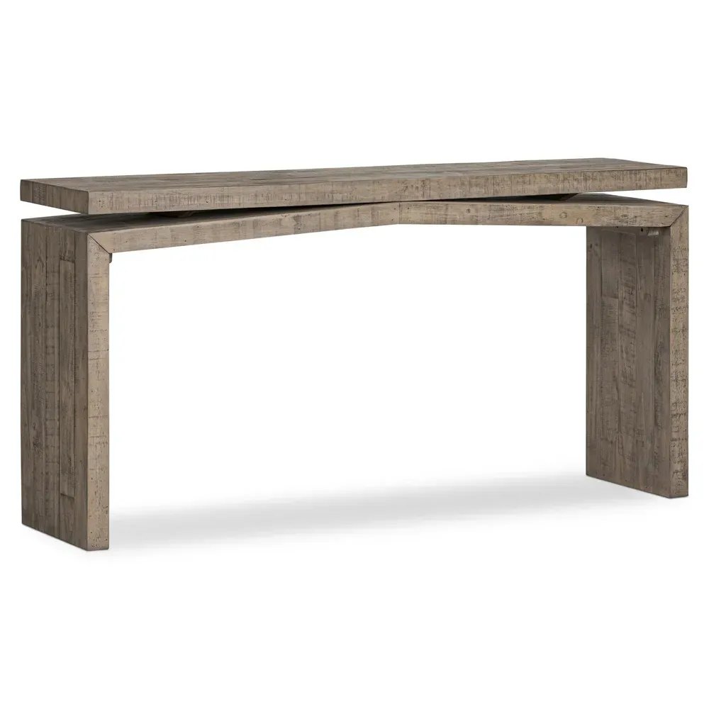 Rayan Small Rectangular Console Table - Grey, Reclaimed Pine