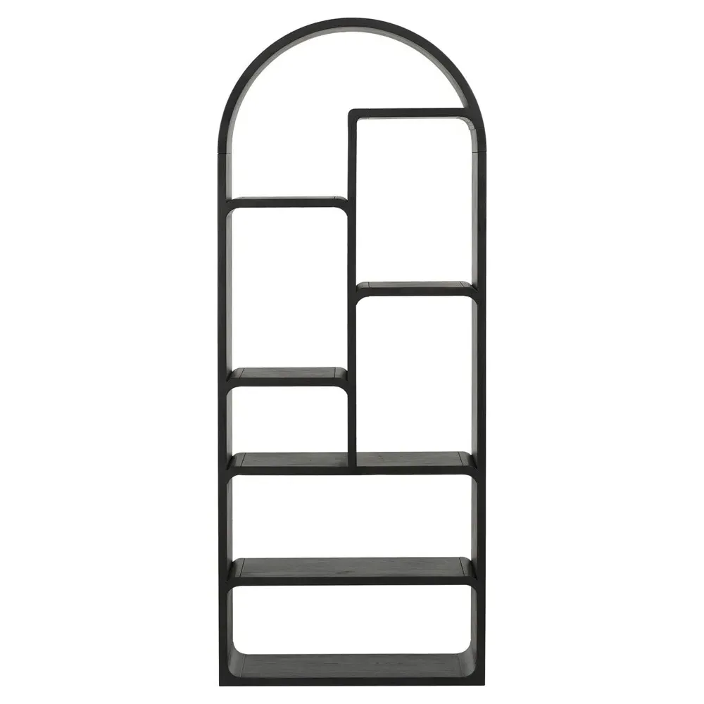 Rayna Arched Bookcase - Black, Oak image
