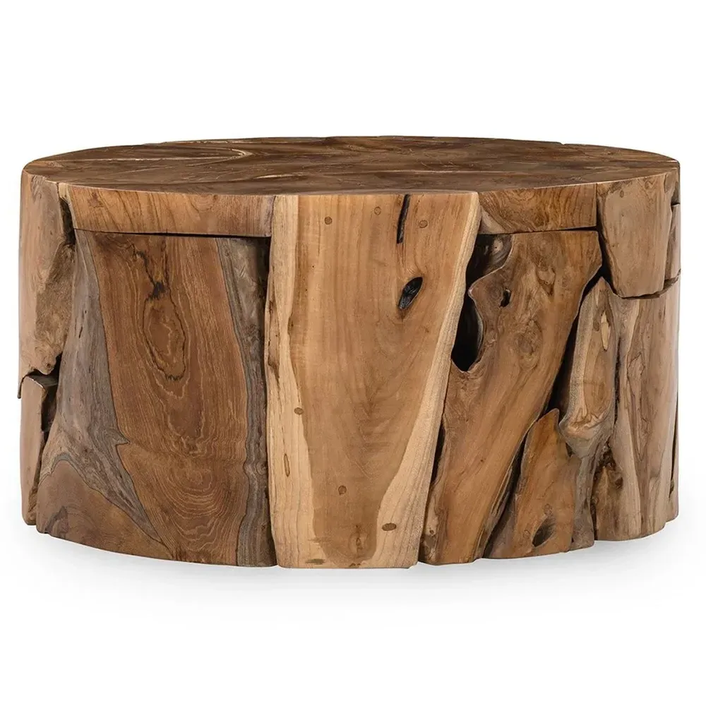 Rayne Round Coffee Table - Brown, Teak Wood