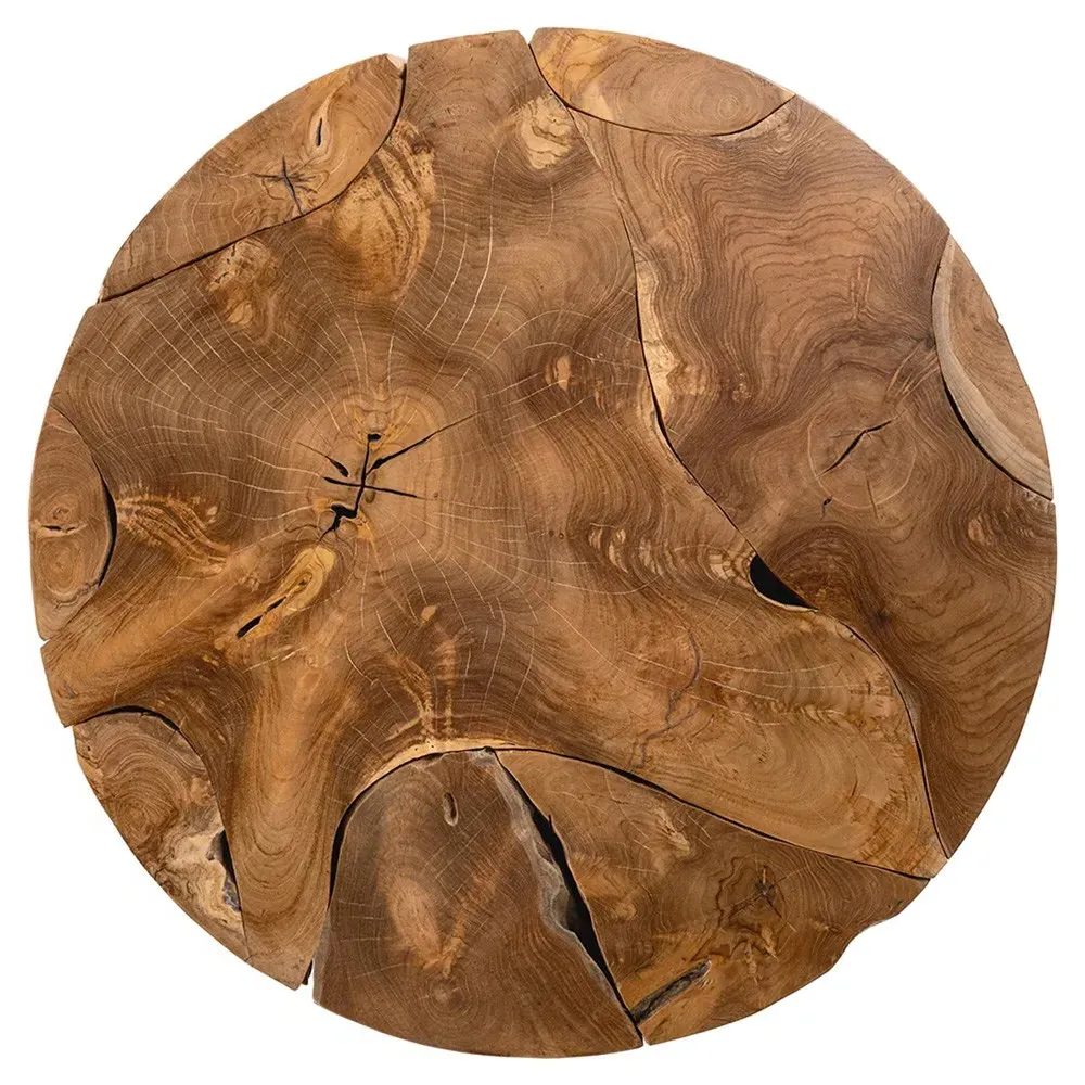 Rayne Round Coffee Table - Brown, Teak Wood