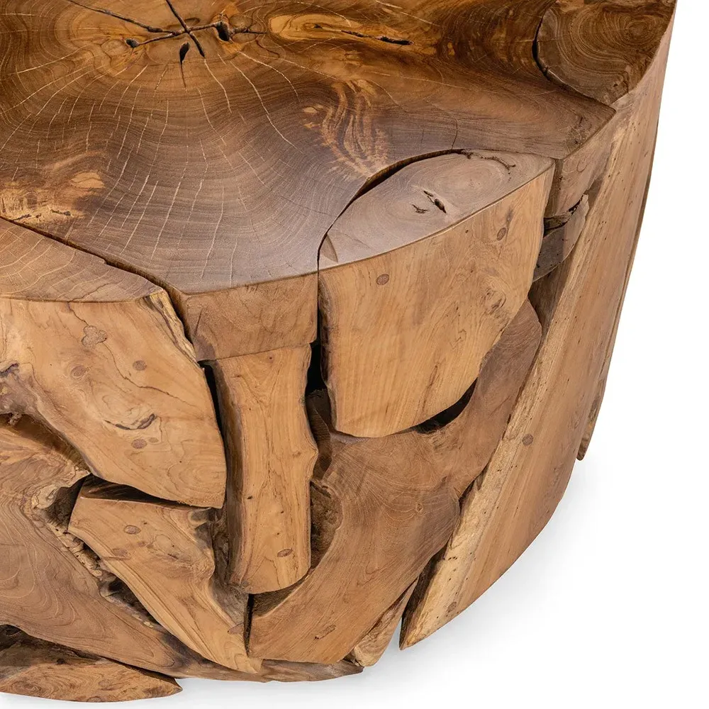 Rayne Round Coffee Table - Brown, Teak Wood