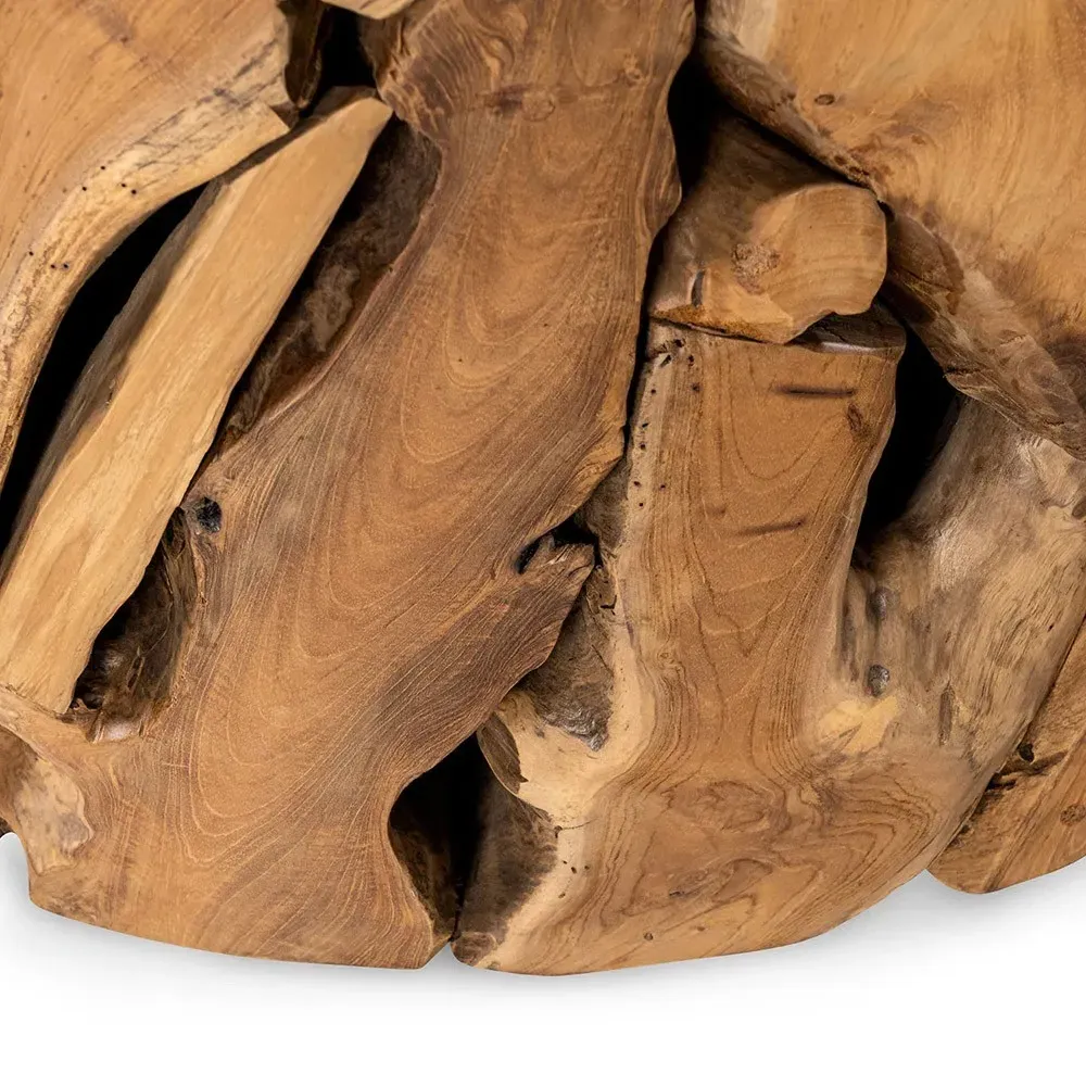 Rayne Round Coffee Table - Brown, Teak Wood