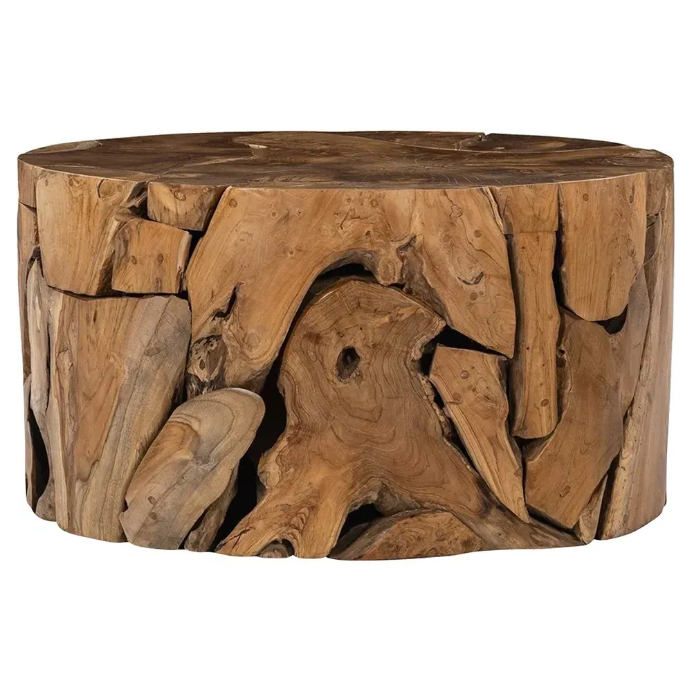 Rayne Round Coffee Table - Brown, Teak Wood