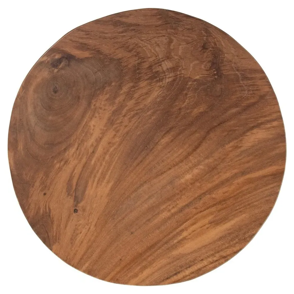 Rayne Round Side Table - Brown, Teak Wood