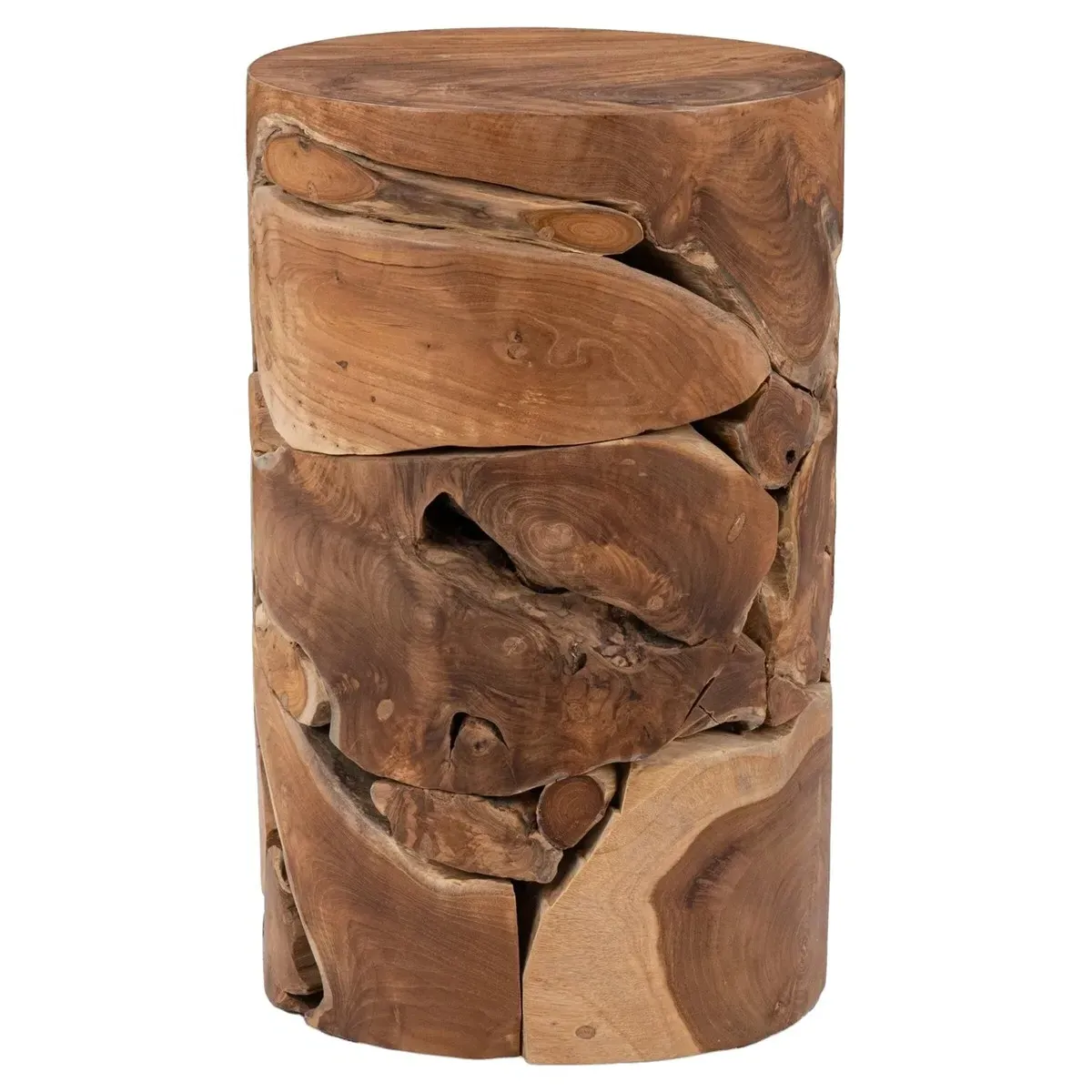 Rayne Round Side Table - Brown, Teak Wood image