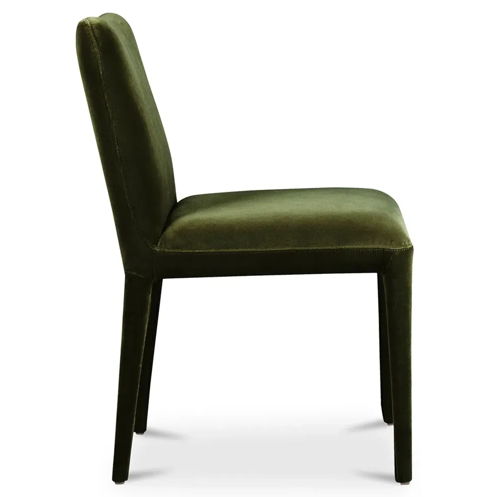 Rebecca Dining Chair Set of 2 - Olive Green, Velvet
