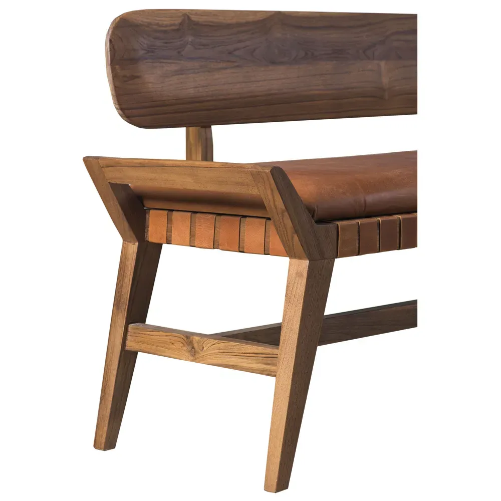 Rebecca Upholstered Bench - Brown, Leather