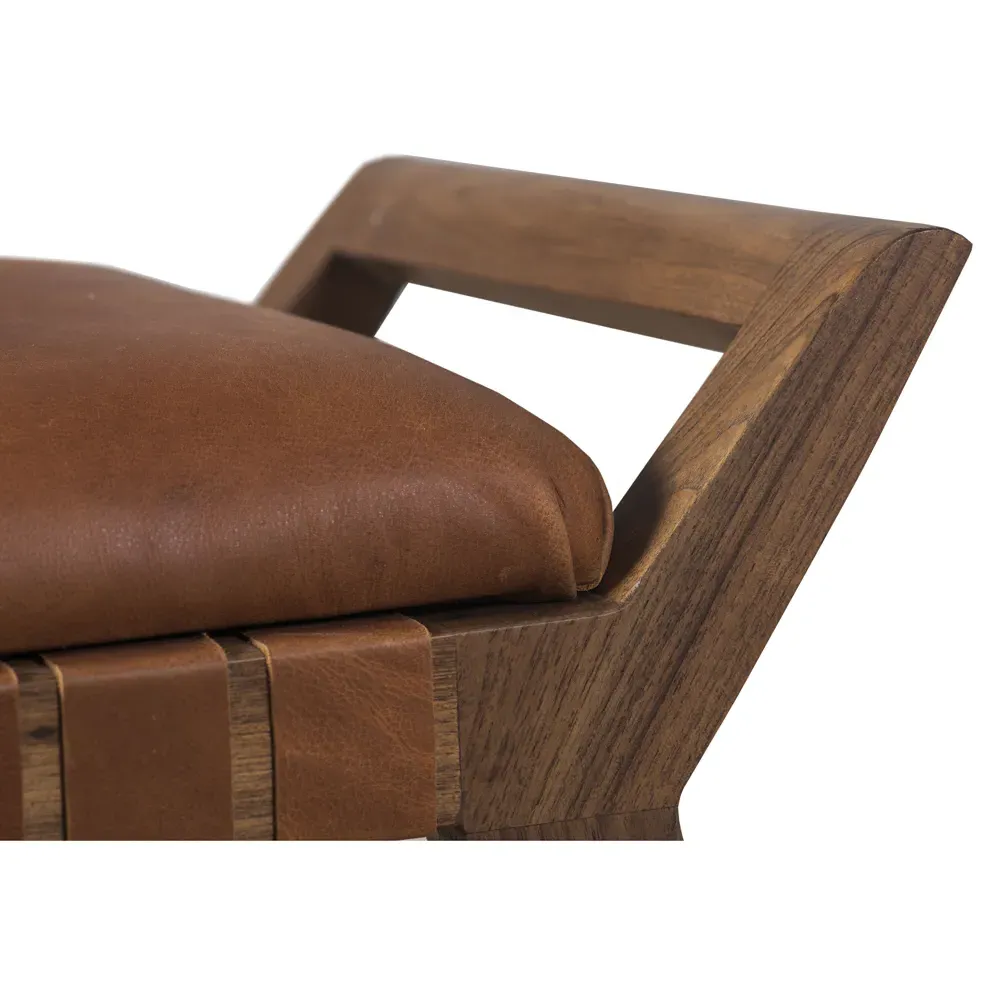 Rebecca Upholstered Bench - Brown, Leather