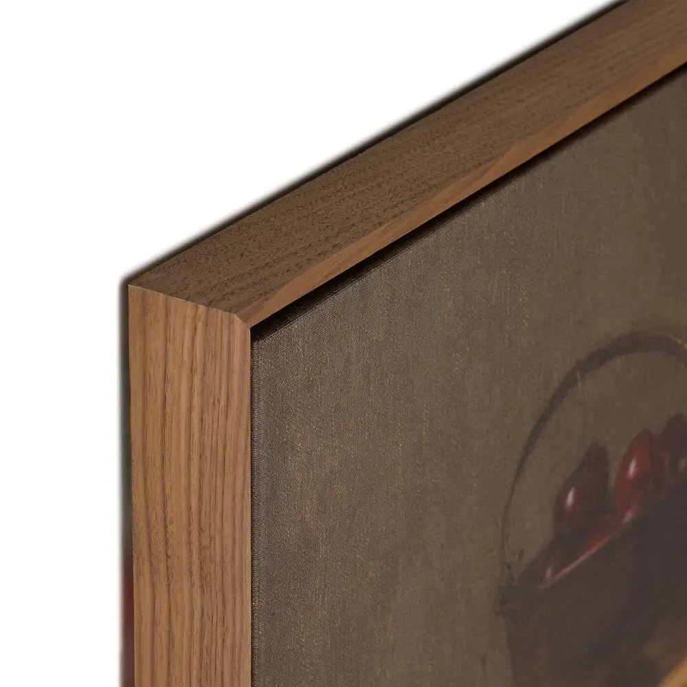 Red Cherries On Red Oak Painting - Brown, Walnut