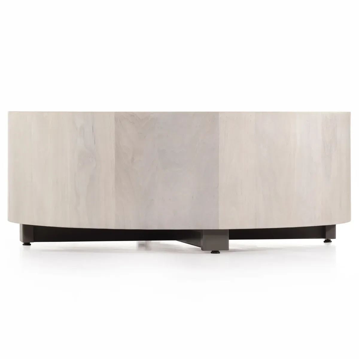 Redding Round Drum Coffee Table - Beige, Pine Wood