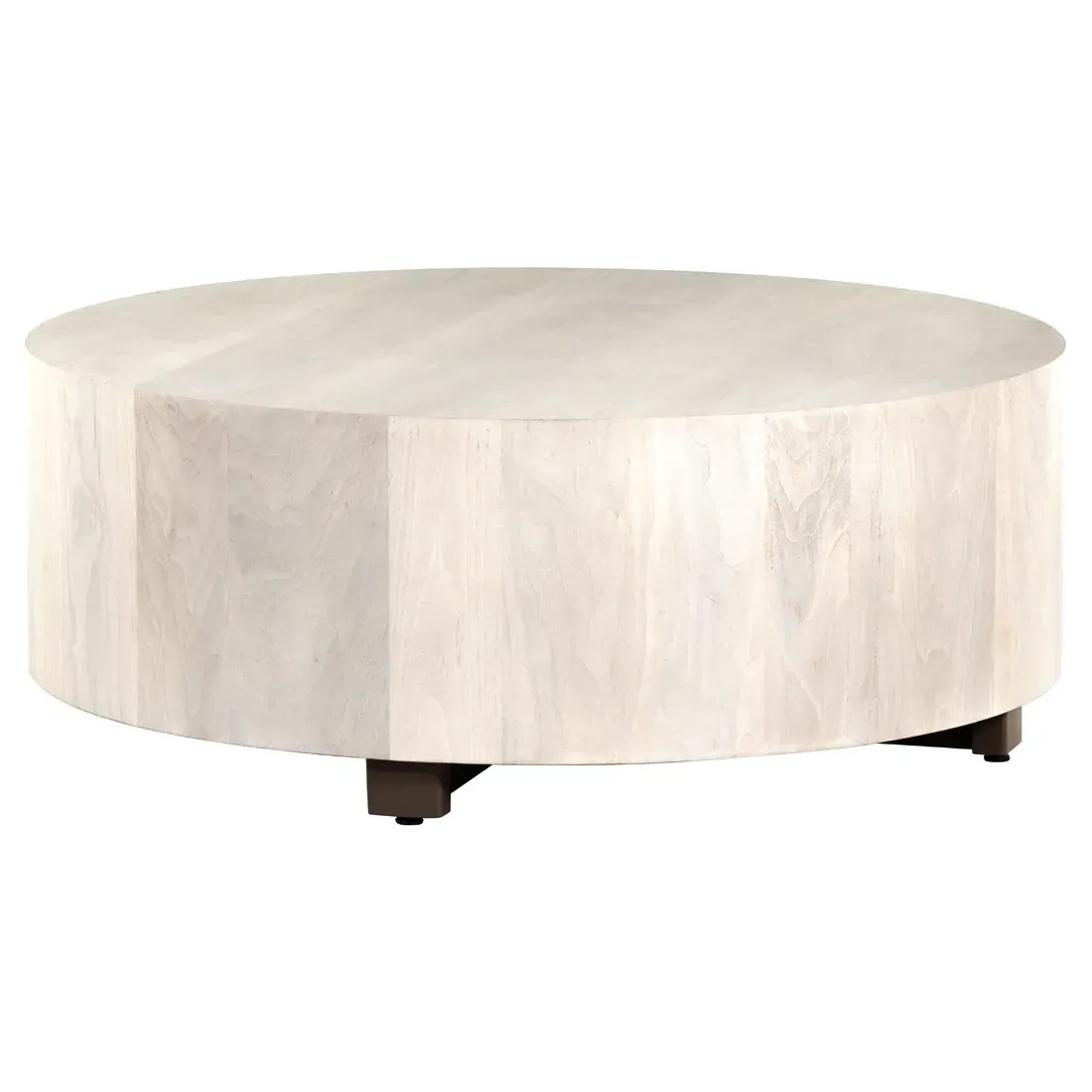Redding Round Drum Coffee Table - Beige, Pine Wood image