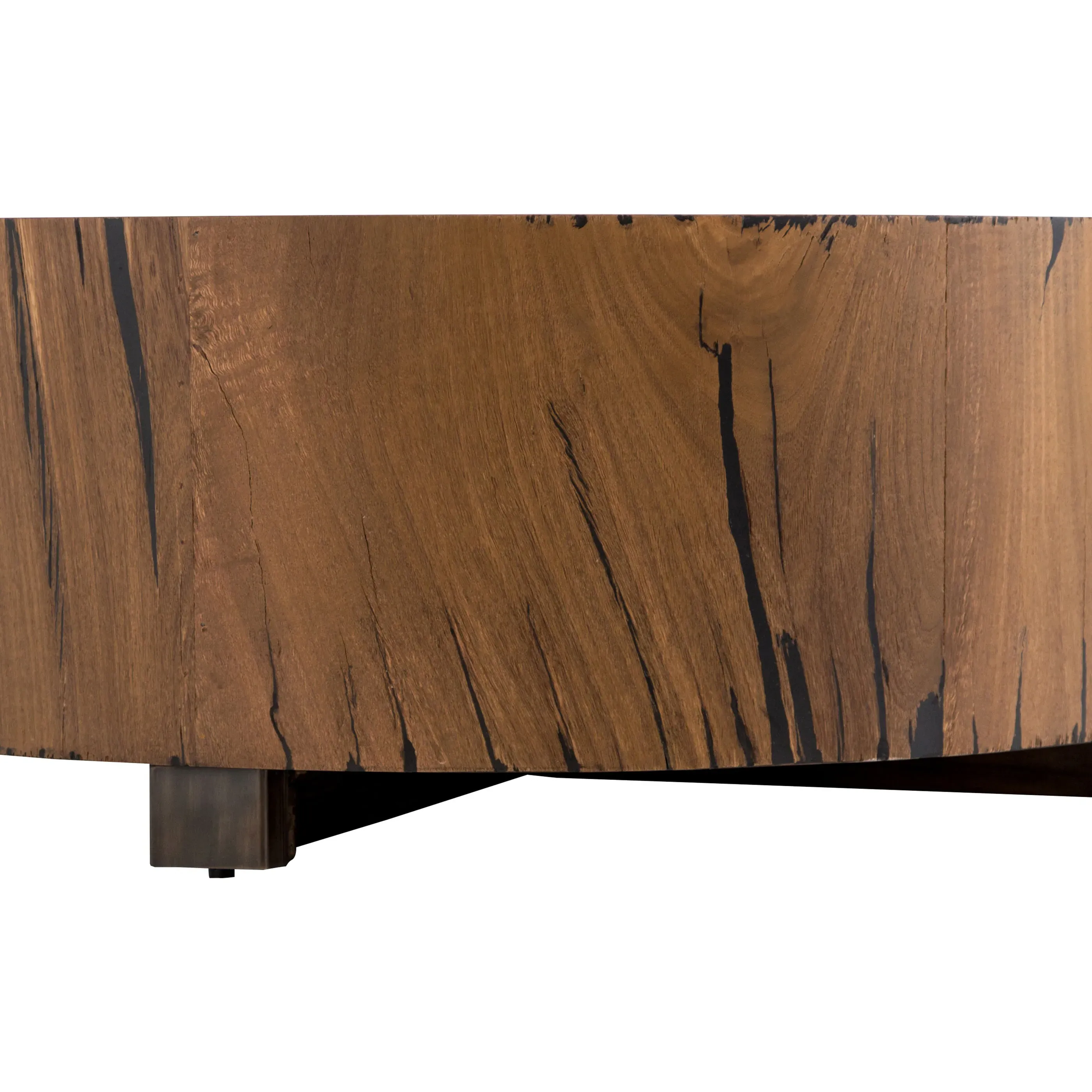 Redding Round Drum Coffee Table - Dark Brown, Pine Wood