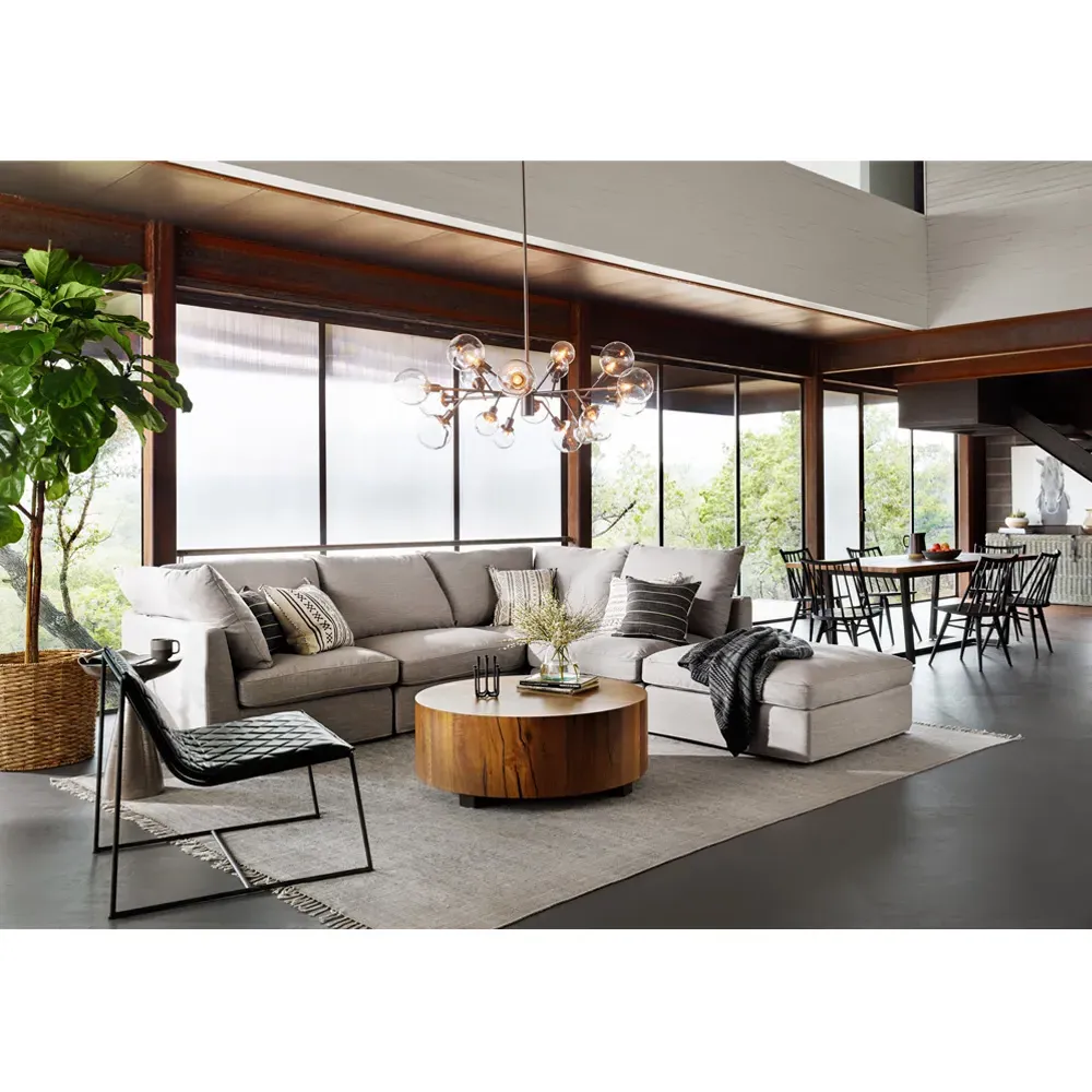 Redding Round Drum Coffee Table - Dark Brown, Pine Wood