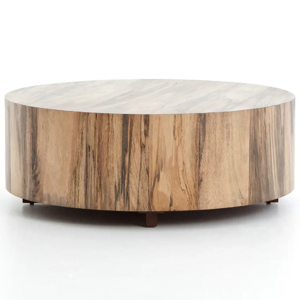 Redding Round Drum Coffee Table - Light Brown, Pine Wood