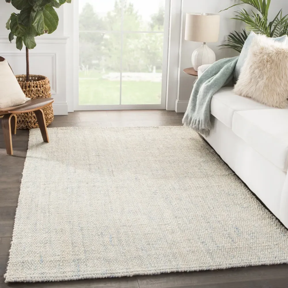 Reece 5x8 Solid Rug - Ivory Blue, Jute