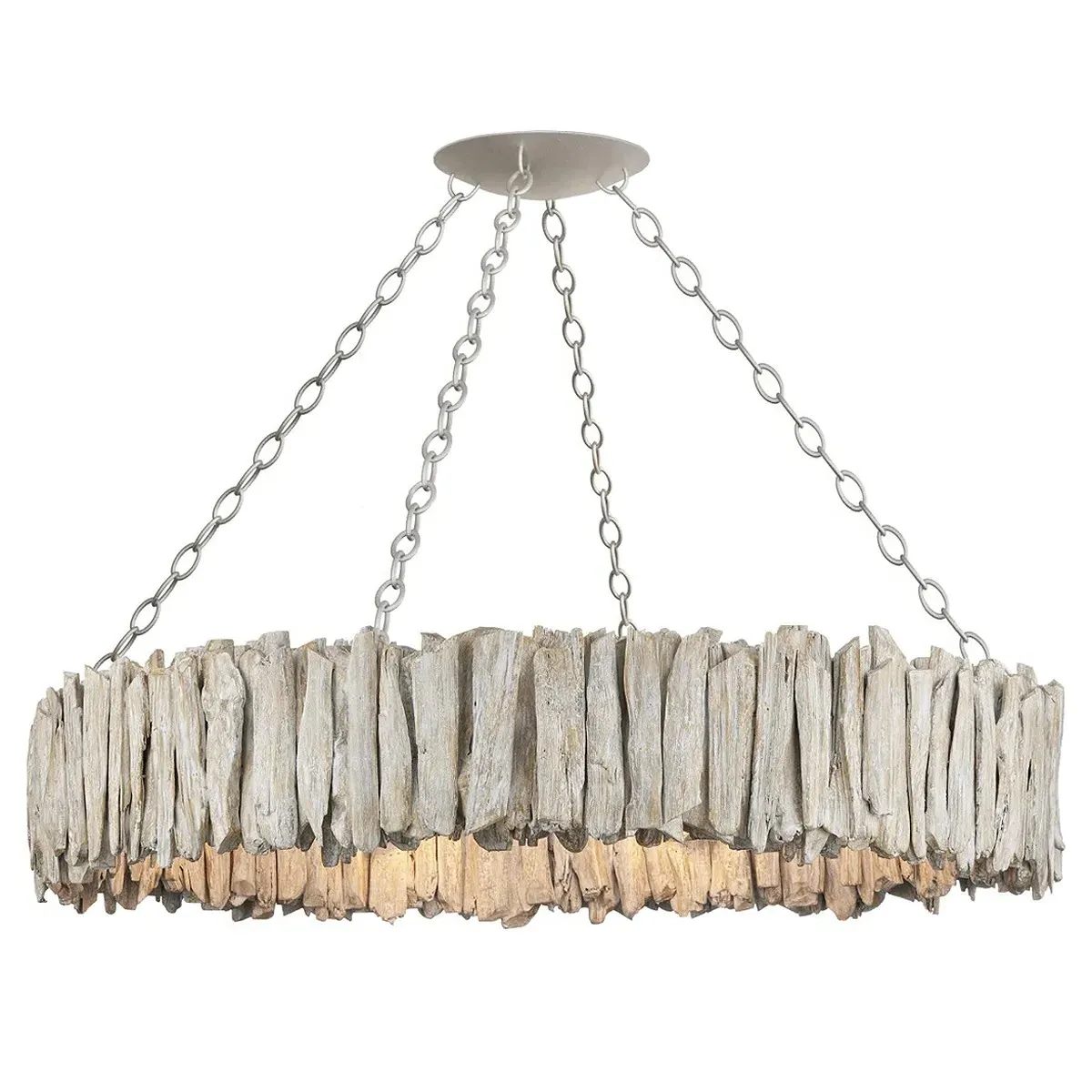 Reed Round Ring Chandelier - Whitewash, Driftwood image