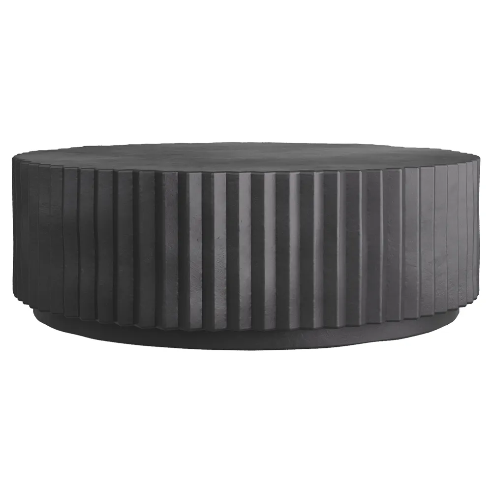 Reese Round Coffee Table - Black, Concrete