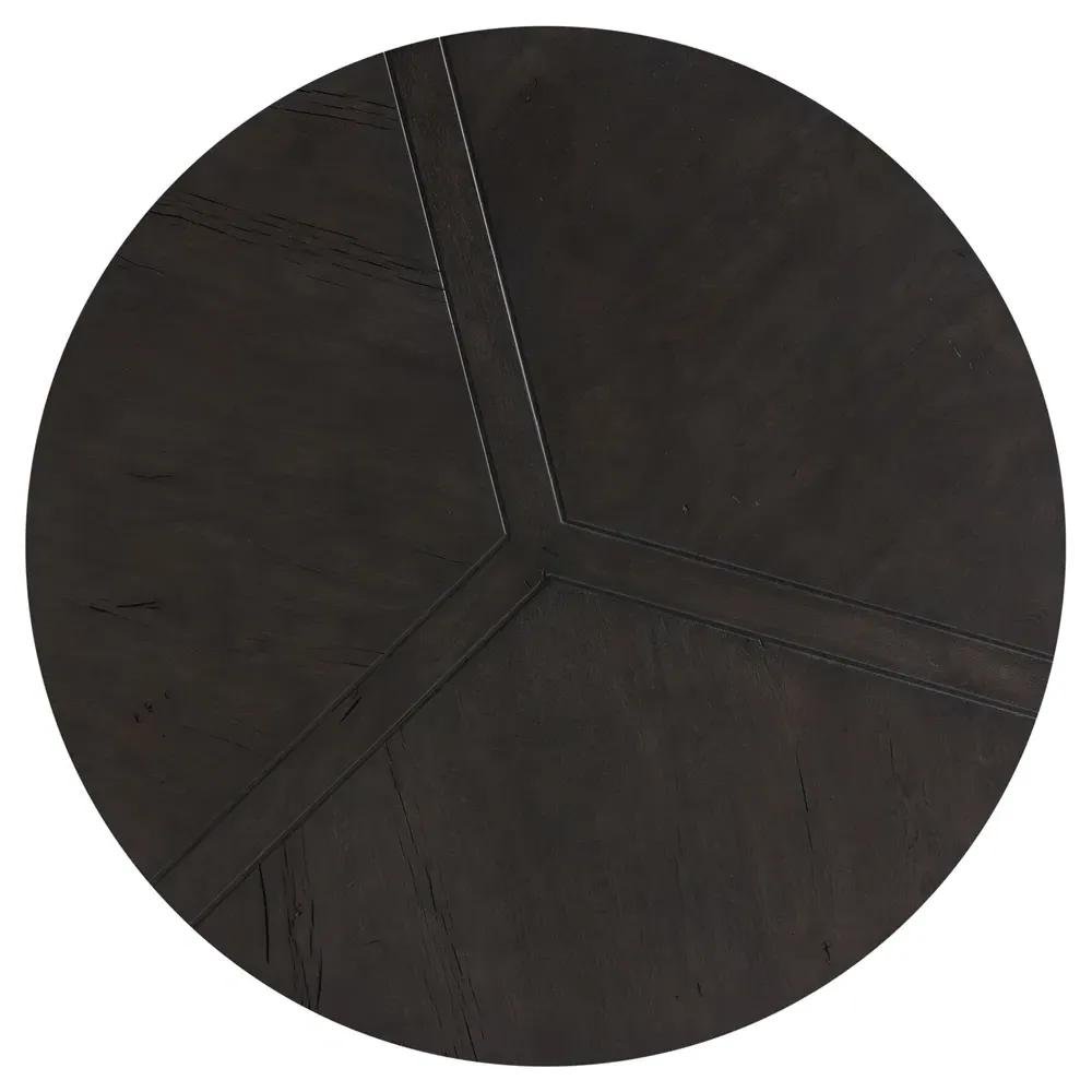 Reese Round Drum Coffee Table - Dark Brown, Reclaimed Oak