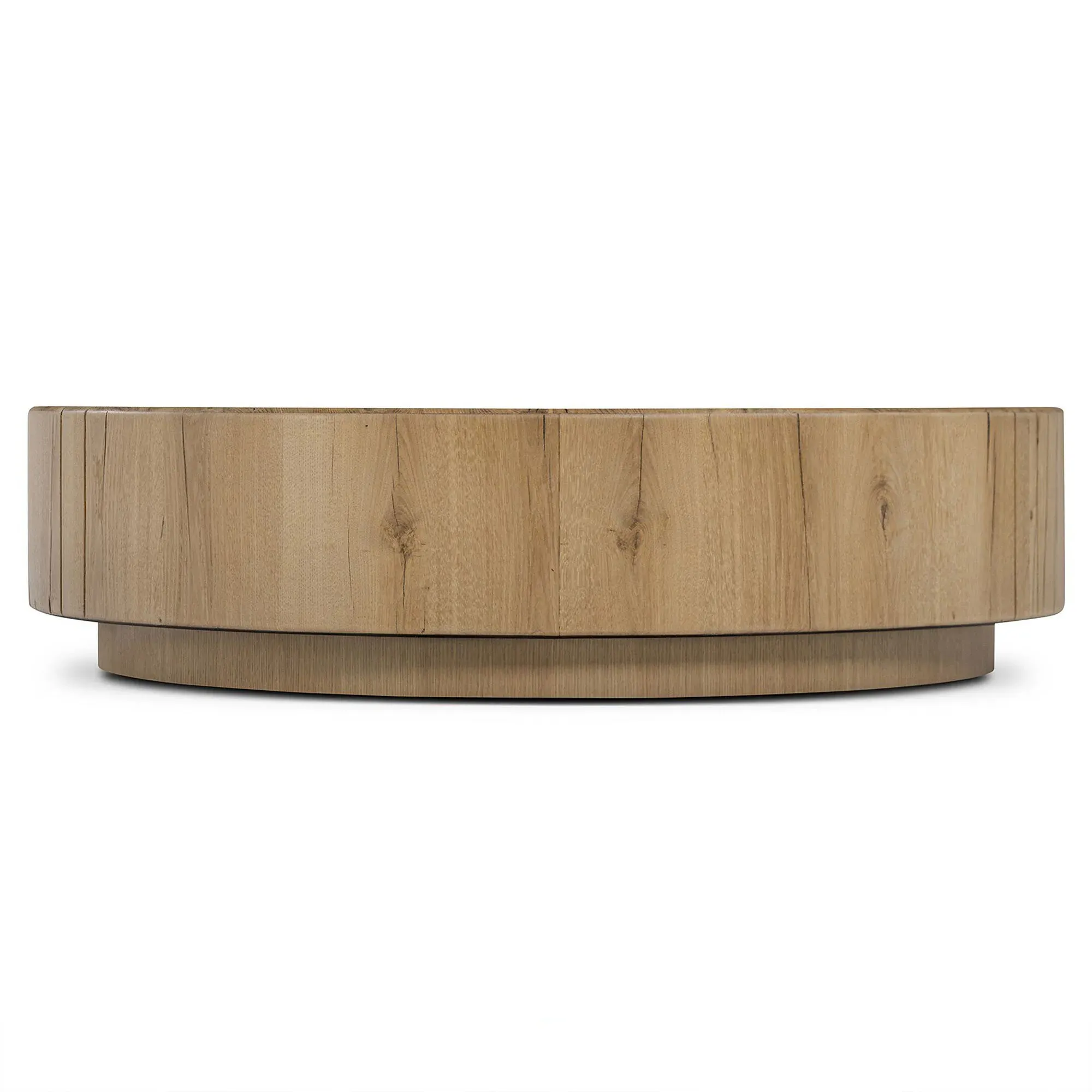 Reese Round Drum Coffee Table - Natural, Reclaimed Oak