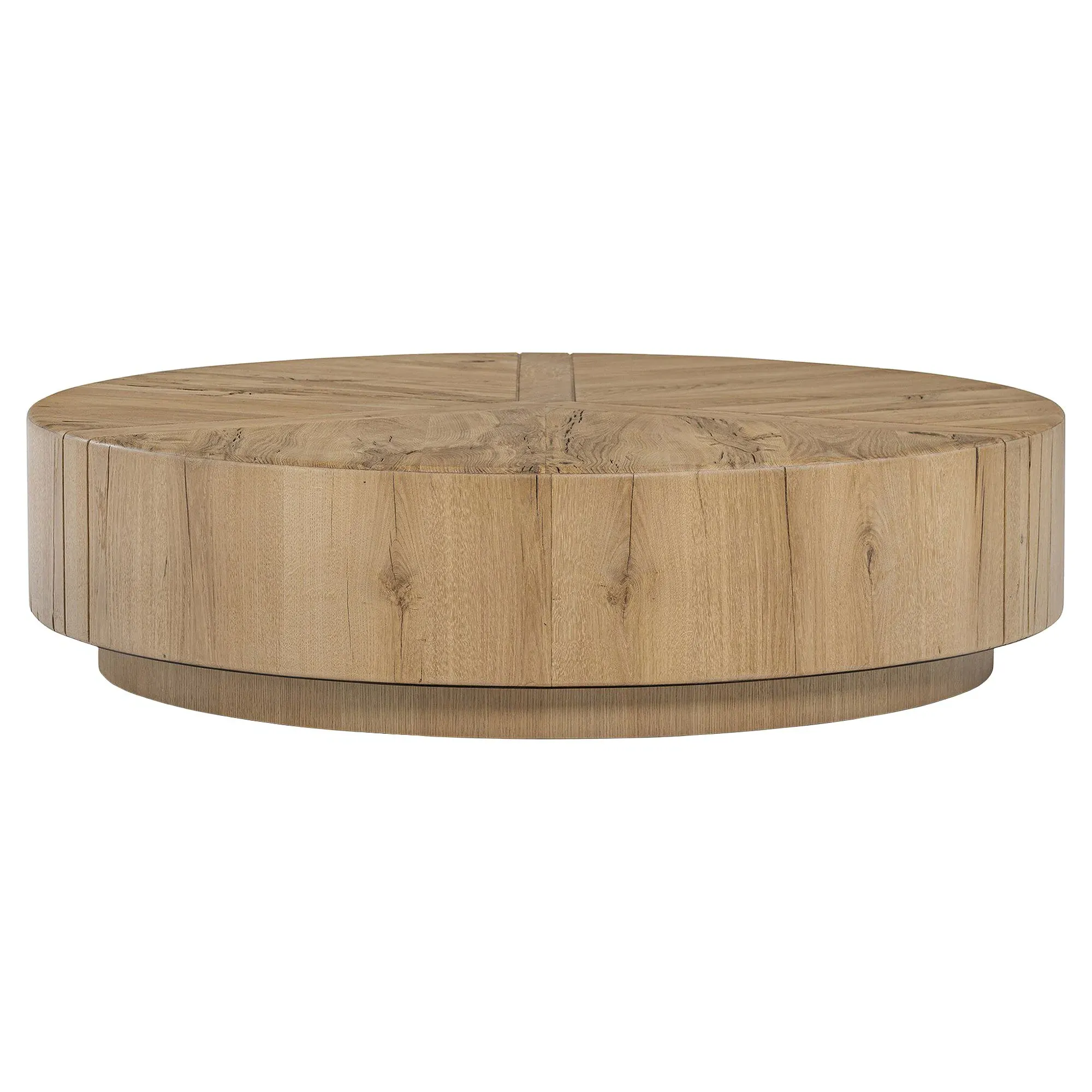 Reese Round Drum Coffee Table - Natural, Reclaimed Oak
