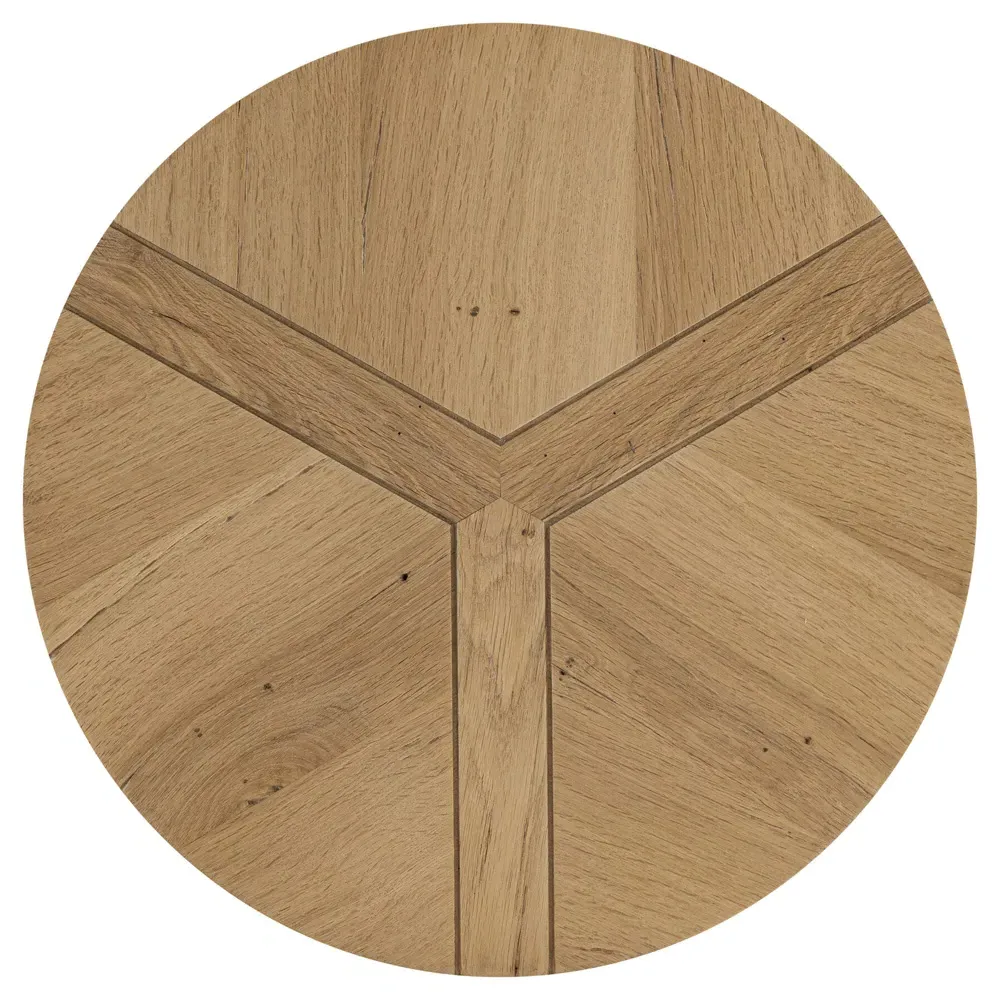 Reese Round Drum End Table - Natural, Reclaimed Oak