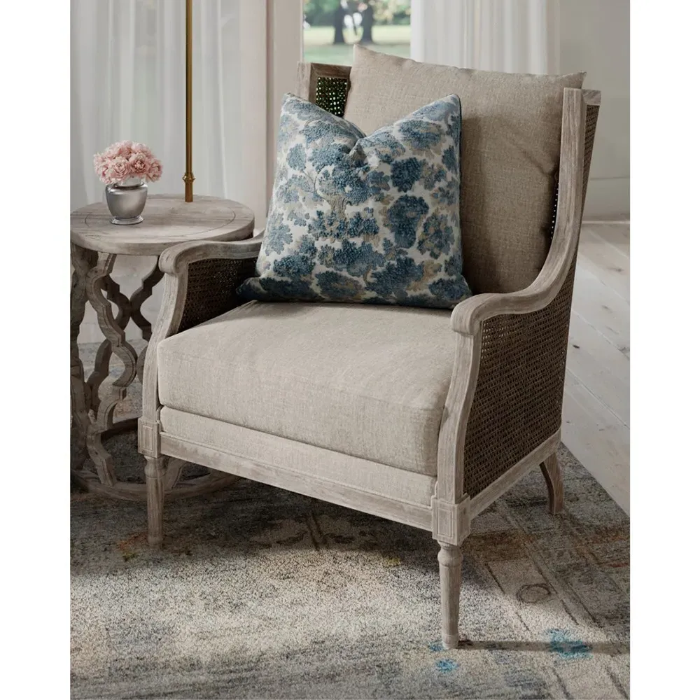 Reese Square Embroidered Throw Pillow - Blue