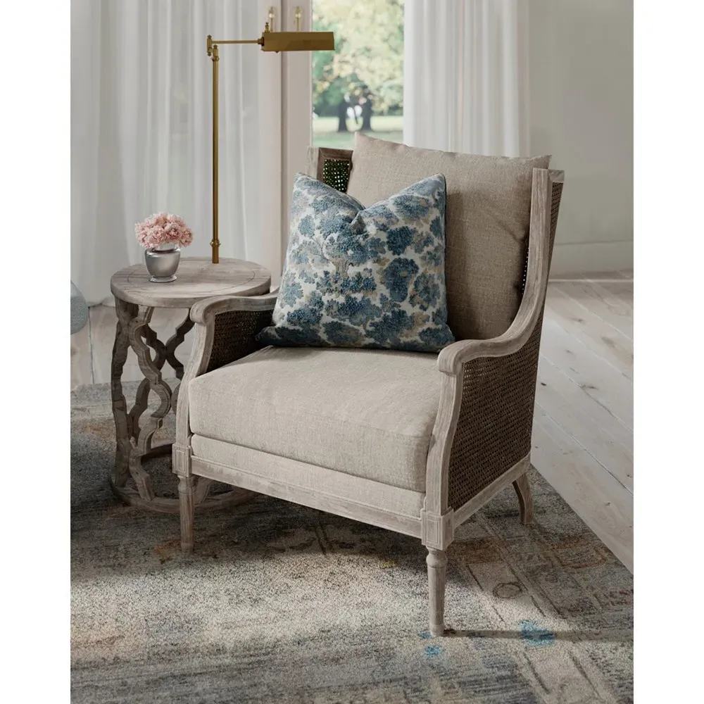 Reese Square Embroidered Throw Pillow - Blue