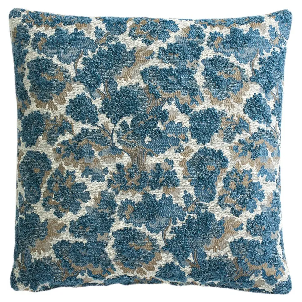 Reese Square Embroidered Throw Pillow - Blue image