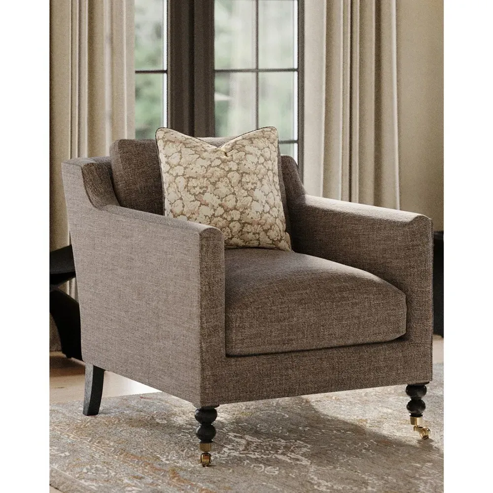 Reese Square Embroidered Throw Pillow - Brown