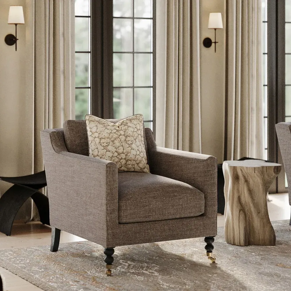 Reese Square Embroidered Throw Pillow - Brown