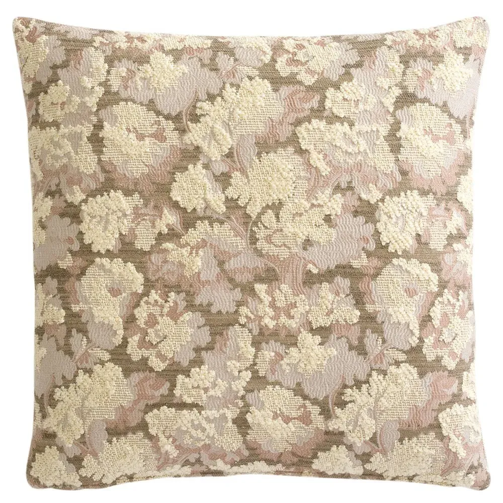 Reese Square Embroidered Throw Pillow - Brown