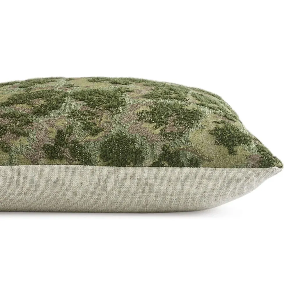 Reese Square Embroidered Throw Pillow - Green