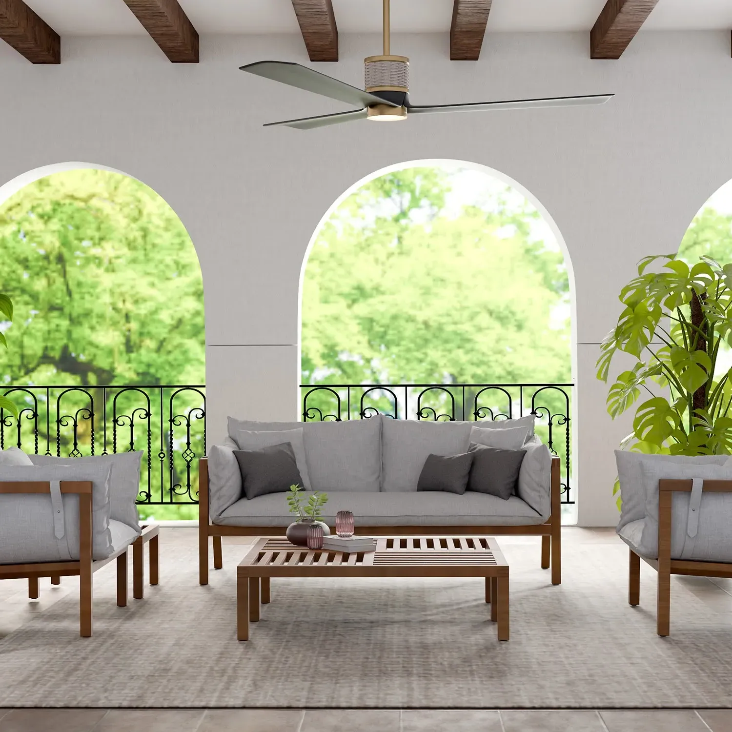 Reeve Coastal Beach LED Ceiling Fan - Black, Iron