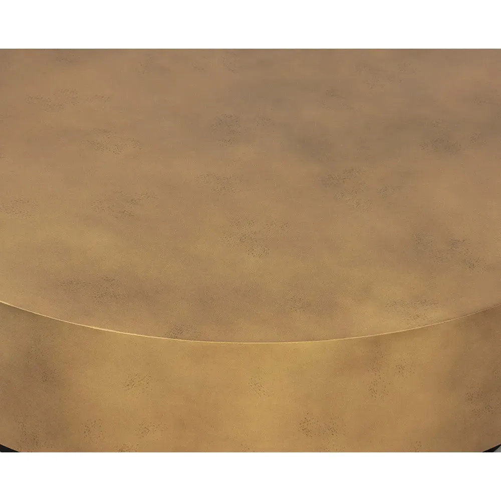 Regan Round Coffee Table - Antique Brass, Steel