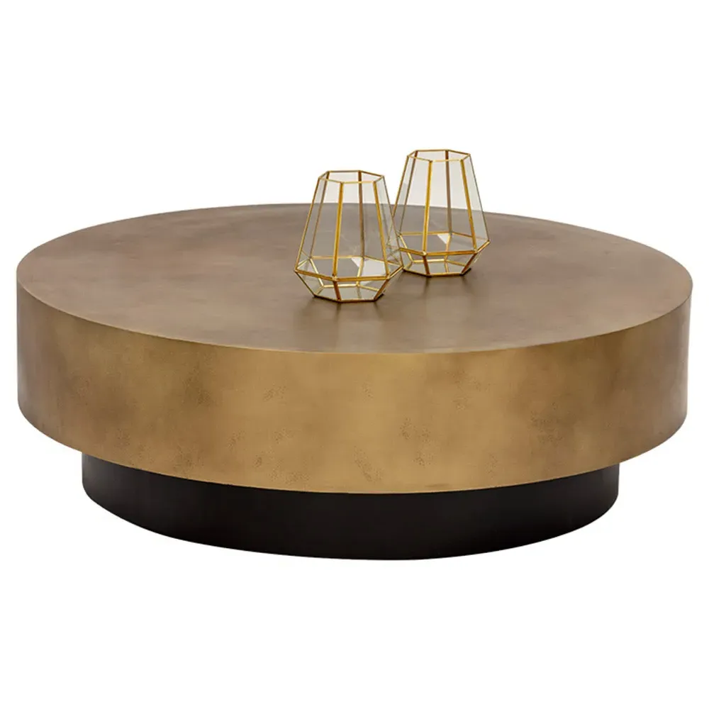 Regan Round Coffee Table - Antique Brass, Steel