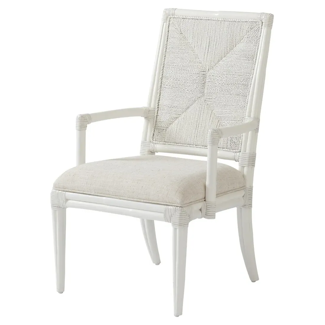 Regatta Rattan Dining Arm Chair - White, Mahogany