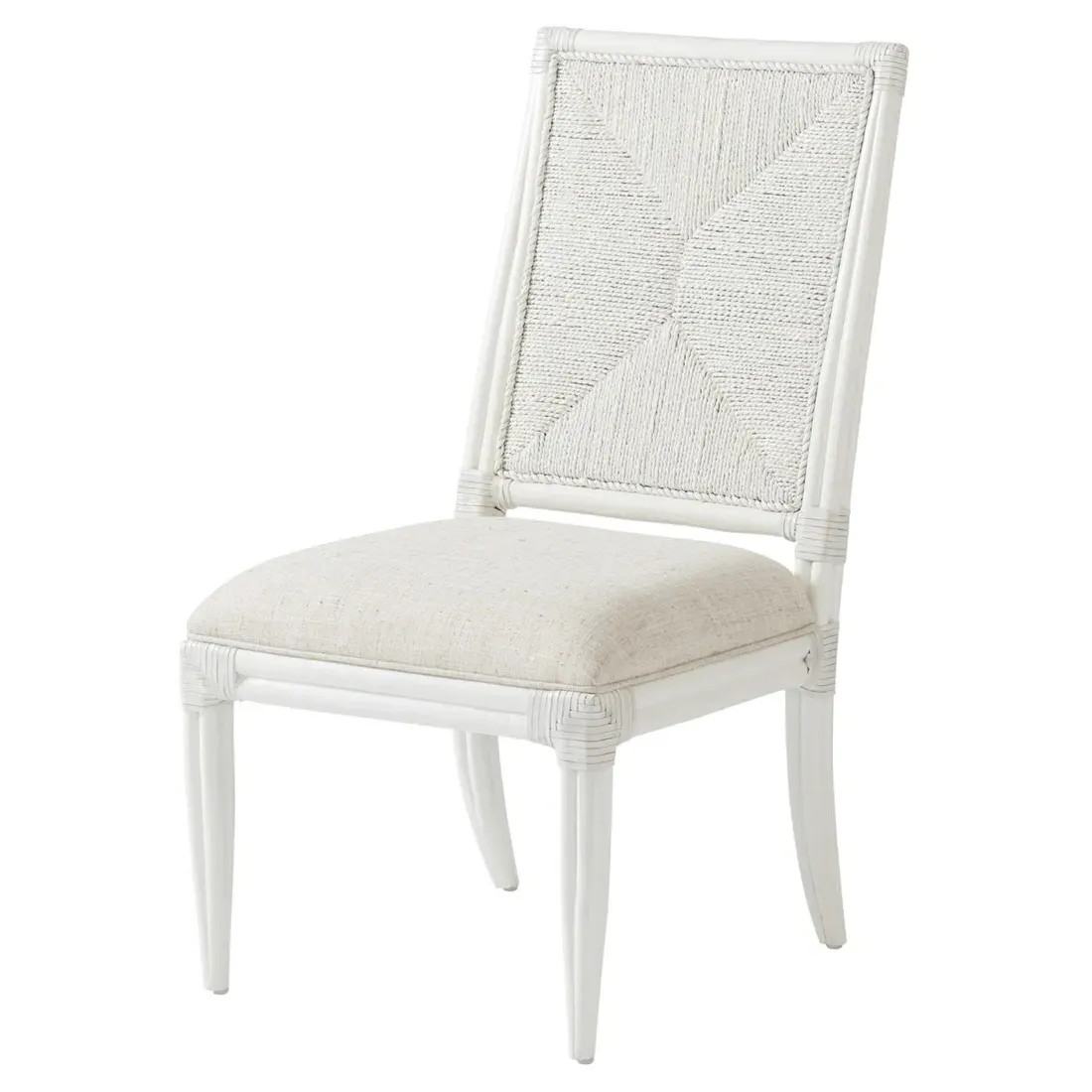 Regatta Rattan Dining Side Chair - White, Mahogany image