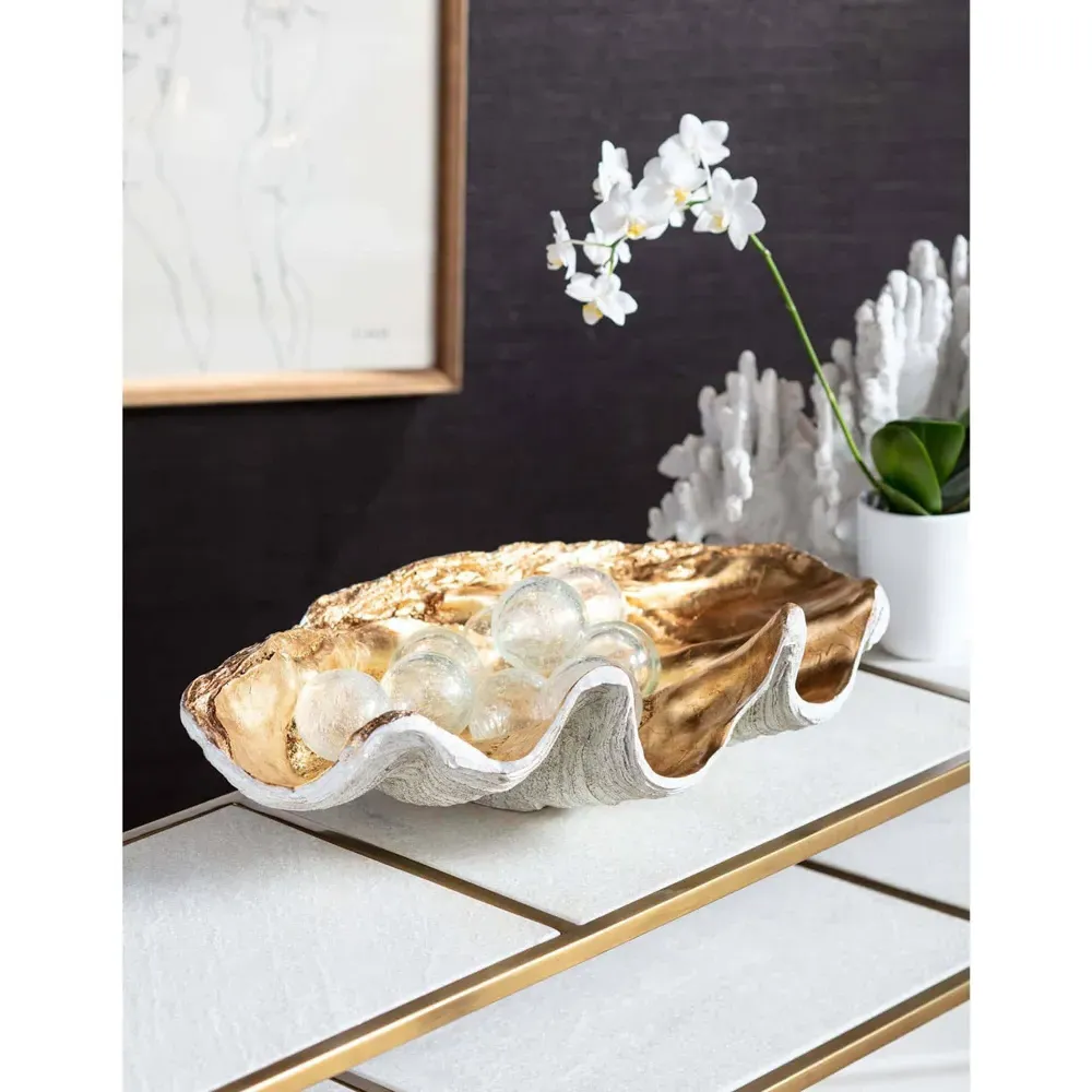 Regency Large Clam Decorative Bowl - Silver, Resin