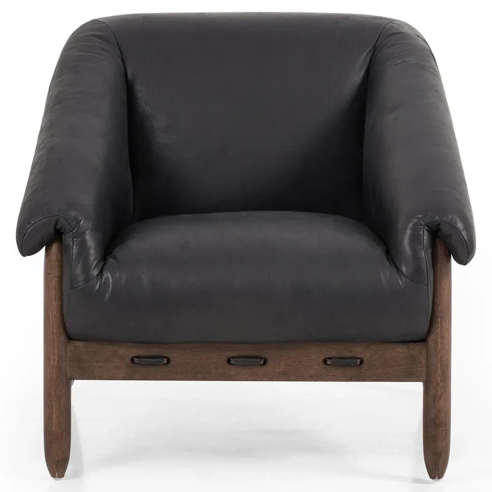 Reggie Club Chair - Black, Leather
