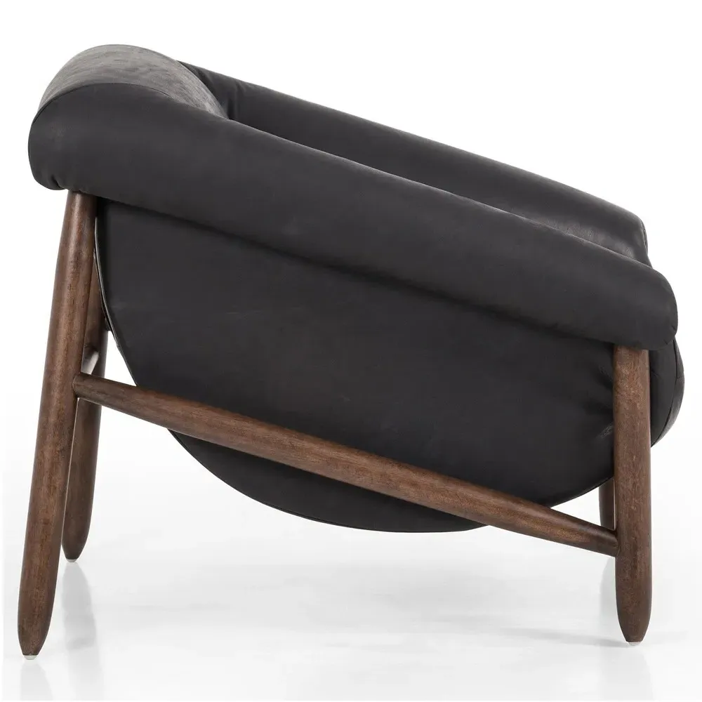 Reggie Club Chair - Black, Leather