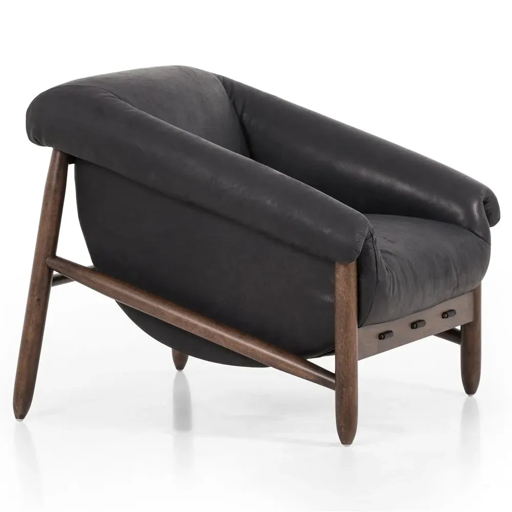 Reggie Club Chair - Black, Leather