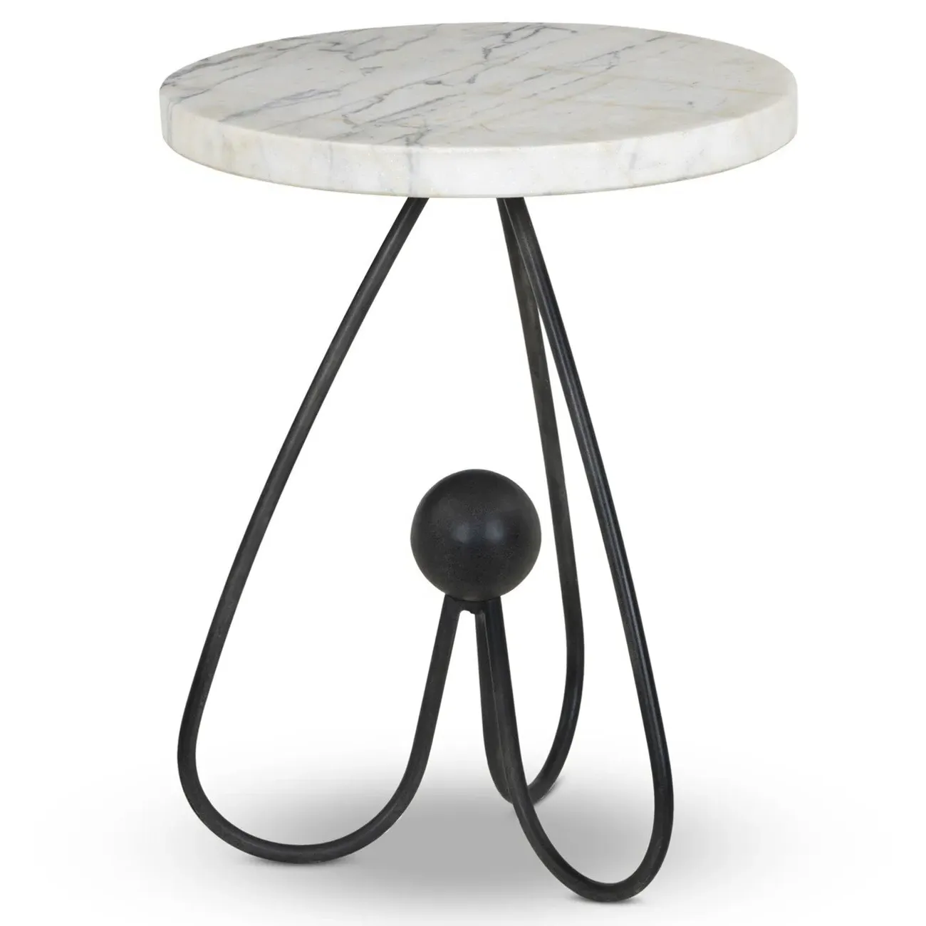 Regina Round End Table - White, Marble
