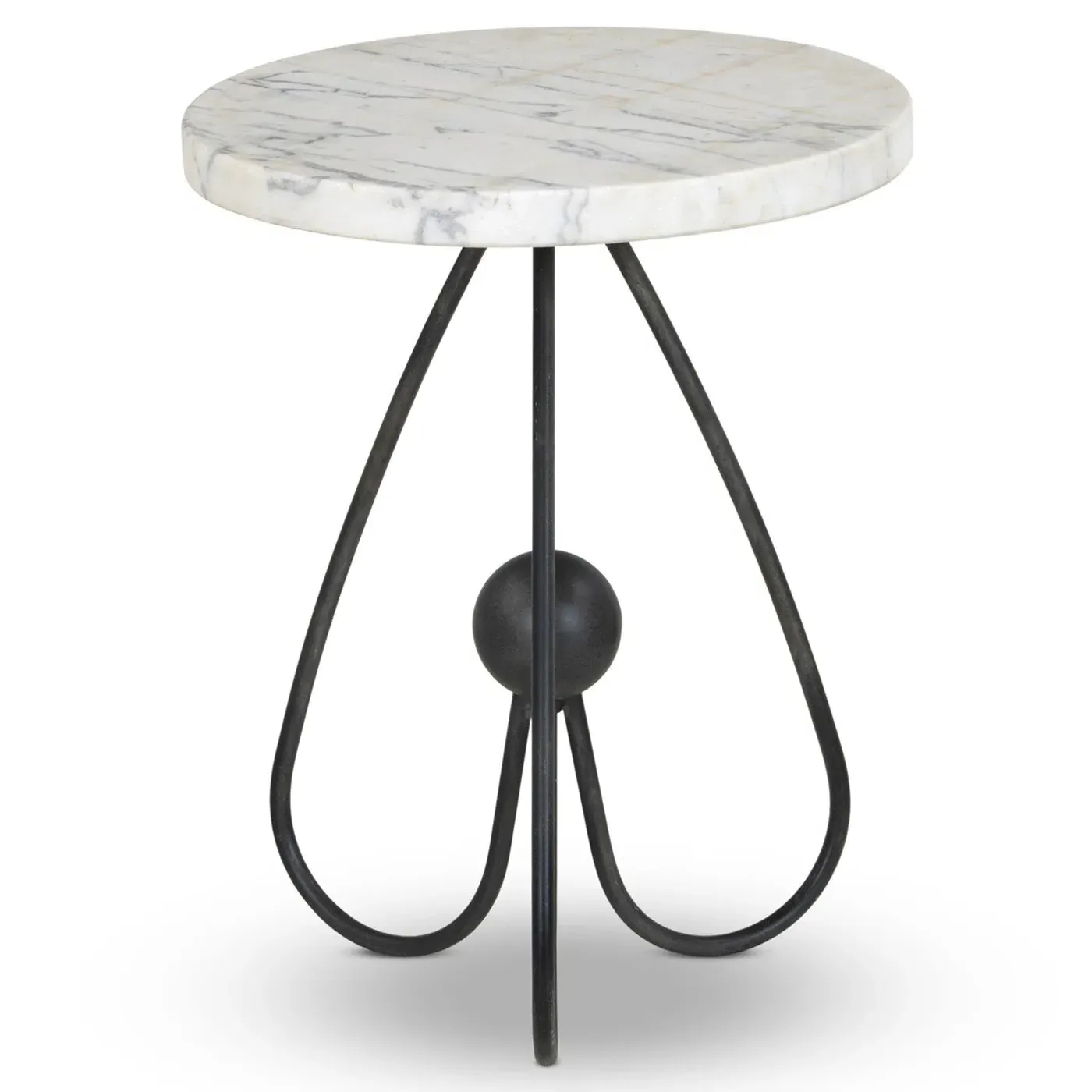 Regina Round End Table - White, Marble