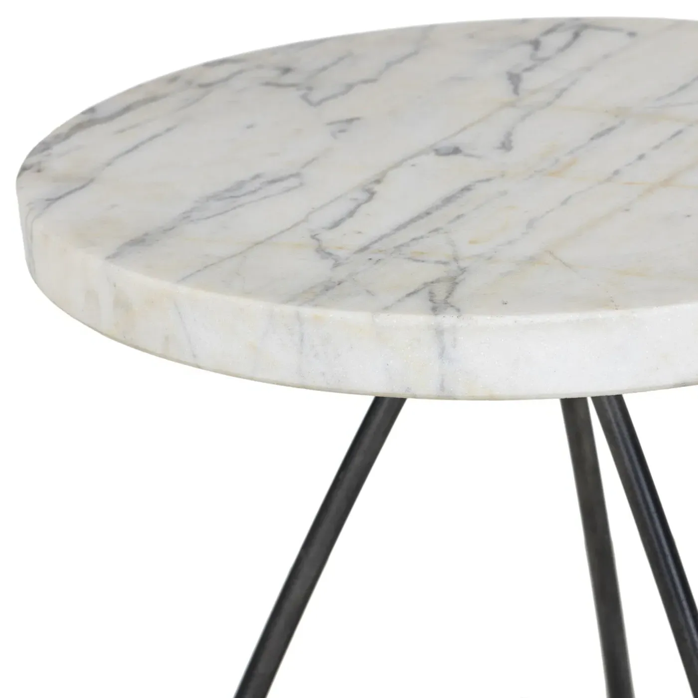 Regina Round End Table - White, Marble