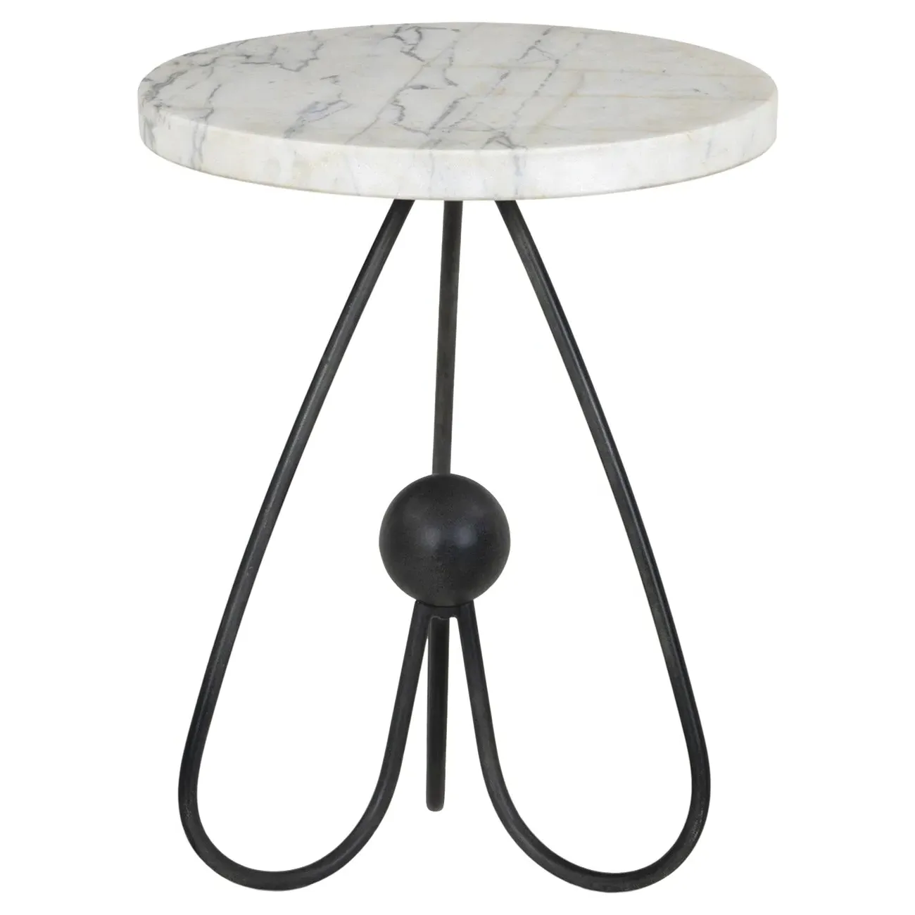 Regina Round End Table - White, Marble image