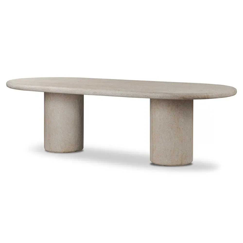 Regine Oval Outdoor Dining Table - Beige, Concrete