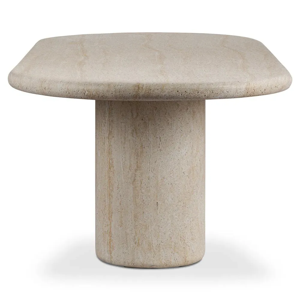 Regine Oval Outdoor Dining Table - Beige, Concrete